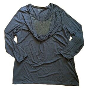 Soft Surroundings 1X Beaded Cowl Neck Stretchy Relaxed Business Corp Top Blouse